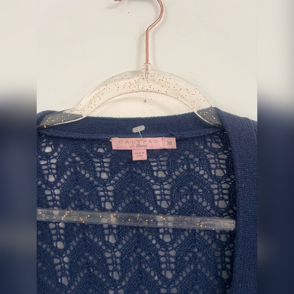 Calypso St. Barth Cashmere Knit Navy Cardigan Size M $348 - Picture 3 of 5